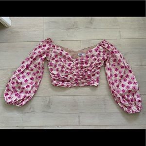 Zara pink pattern crop top! Size small